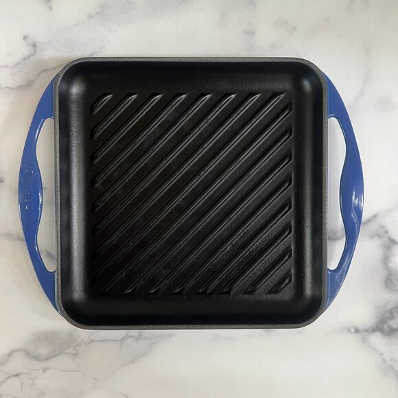 Le Creuset Enameled Cast Iron Skinny Square Grill, Lapis Blue - Picture 1 of 6